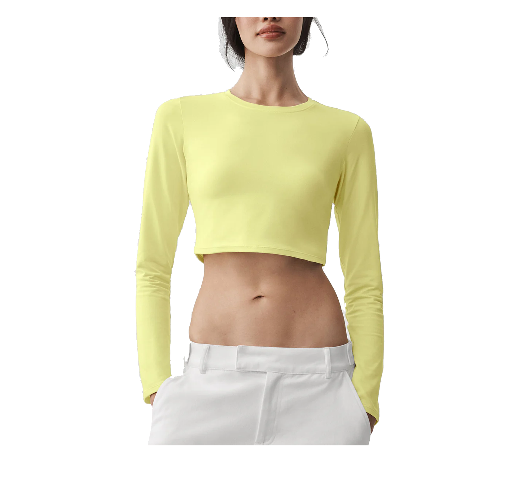 alo Women's Alosoft Crop Finesse Long Sleeve Sunshine – hepsikanadadan