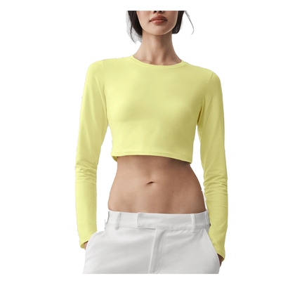 alo Women's Alosoft Crop Finesse Long Sleeve Sunshine