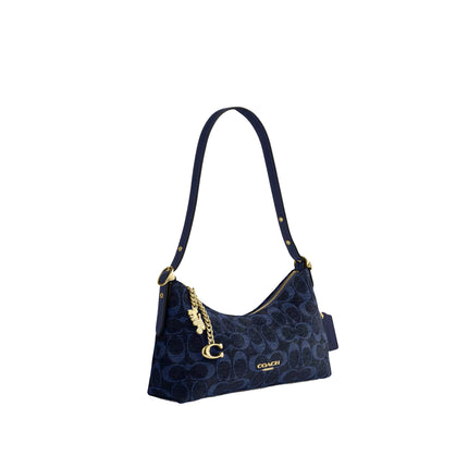 Coach Women's Emeilia Shoulder Bag In Signature Chenille Gold/Navy