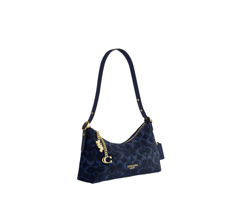 Coach Women's Emeilia Shoulder Bag In Signature Chenille Gold/Navy