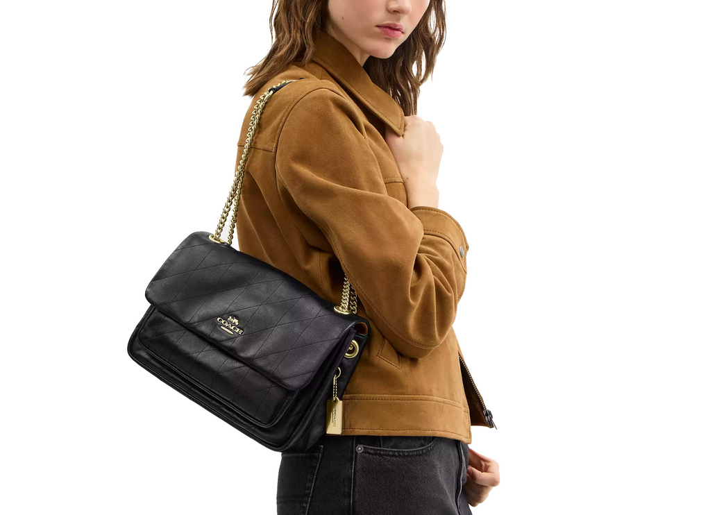 Coach Women's Elodie Crossbody Bag With Quilting Gold/Black