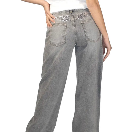 Subdued Women's Wings Low-Waist Jeans Light Gray
