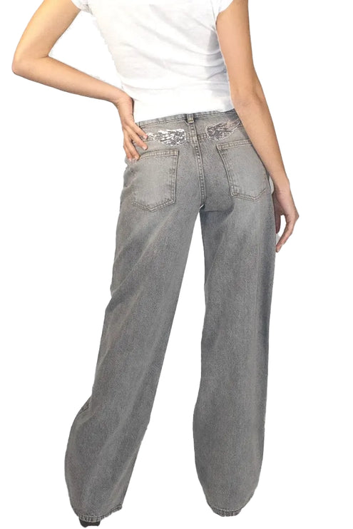 Subdued Women's Wings Low-Waist Jeans Light Gray