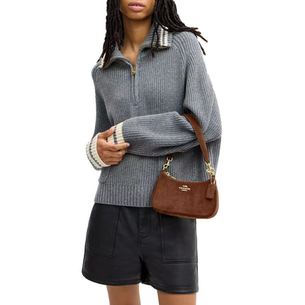 Coach Women's Teri Mini Crossbody Bag Suede/Gold/Warm Brown