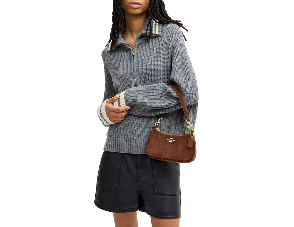 Coach Women's Teri Mini Crossbody Bag Suede/Gold/Warm Brown