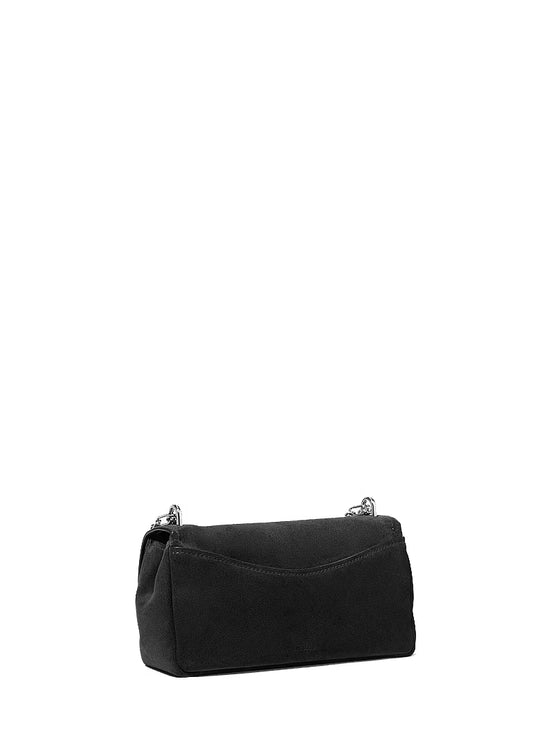 Michael Kors Women's Bryant Small Suede Convertible Shoulder Bag Black/Silver