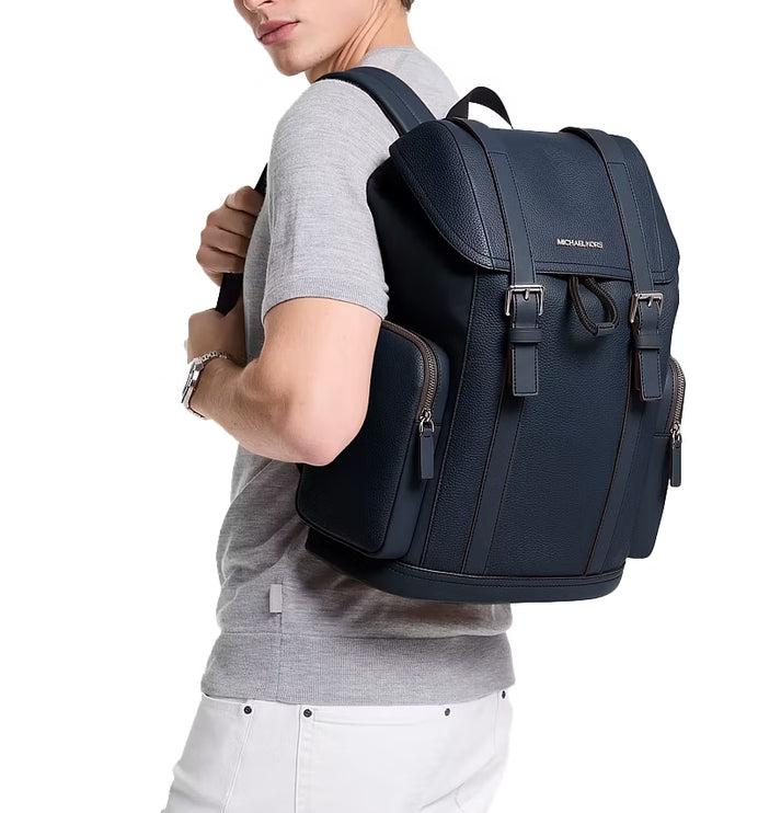 Michael Kors Unisex Cooper Pebbled Leather Backpack Navy