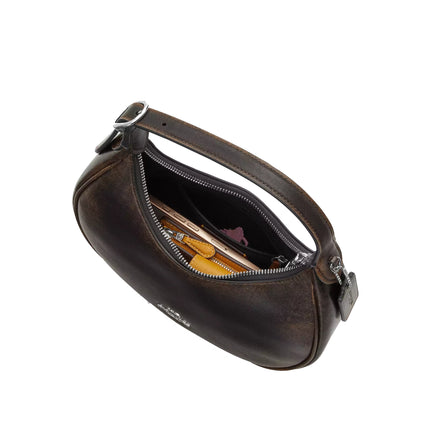 Coach Women's Emily Shoulder Bag In Loved Leather Silver/Black Brown