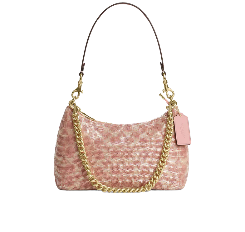 Coach Women's Teri Shoulder Bag In Signature Satin Gold/Pink