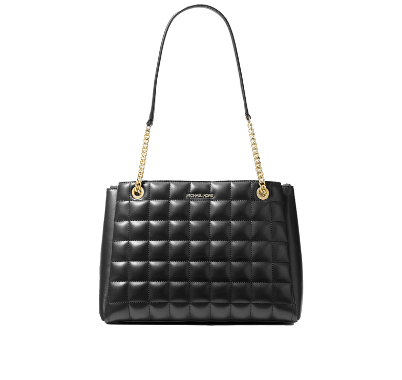 Michael Kors Women's Soho Medium Quilted Tote Bag Black/Gold