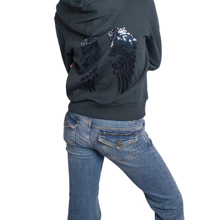 Subdued Women's Wings Zip-Up Hoodie Blue