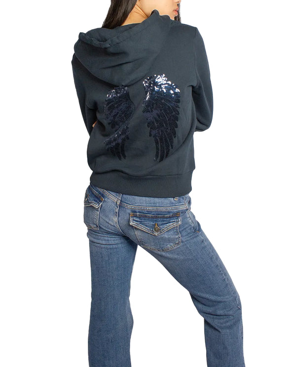 Subdued Women's Wings Zip-Up Hoodie Blue