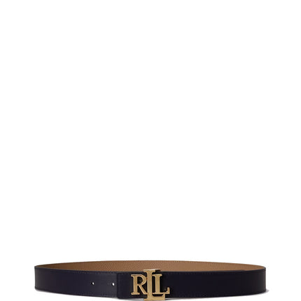 Polo Ralph Lauren Women's Logo Reversible Pebbled Leather Belt Camel/Lauren Navy