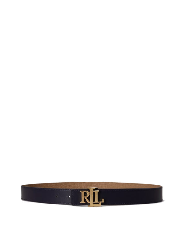 Polo Ralph Lauren Women's Logo Reversible Pebbled Leather Belt Camel/Lauren Navy
