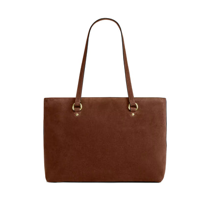Coach Women's Station Tote Bag Suede/Gold/Warm Brown