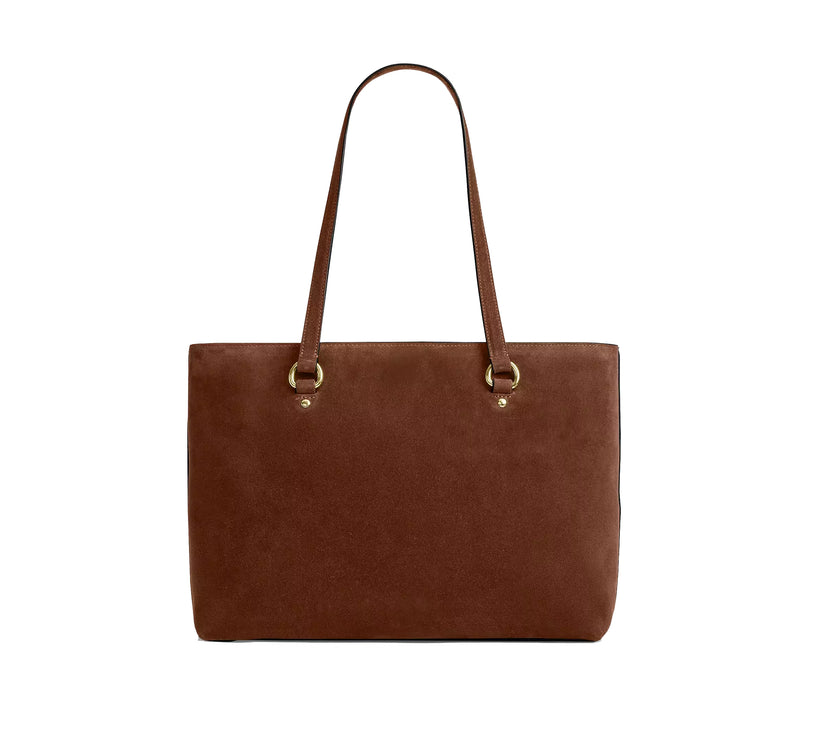 Coach Women's Station Tote Bag Suede/Gold/Warm Brown