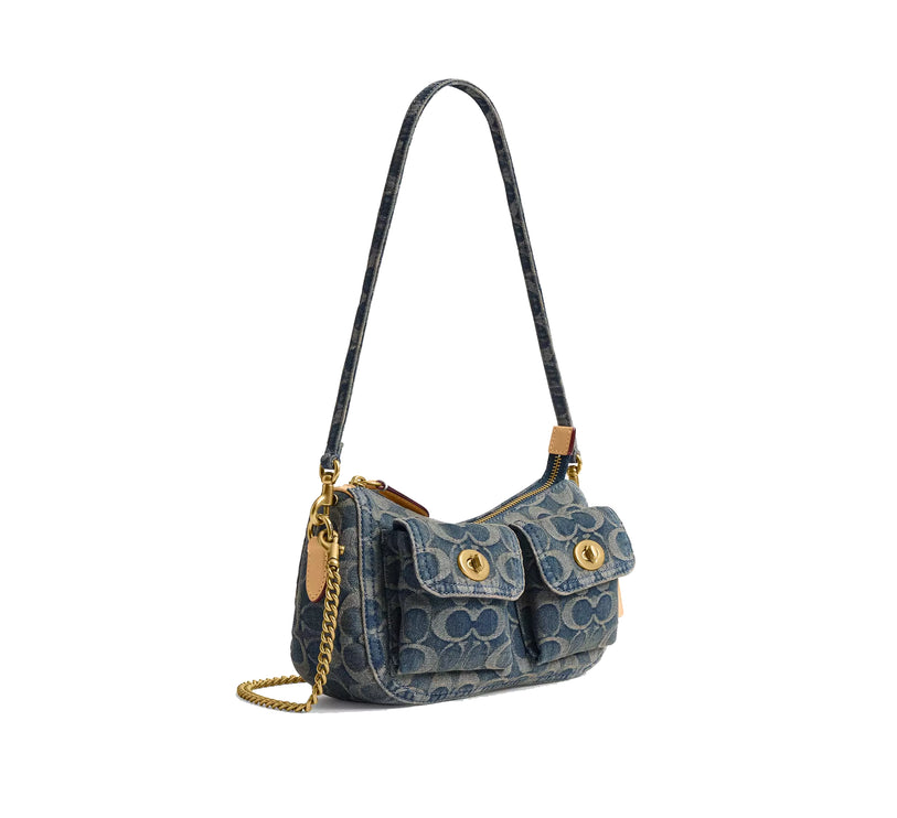 Coach Women's Twin Turnlock Waverly Bag In Signature Regenerative Cotton Denim Brass/Denim