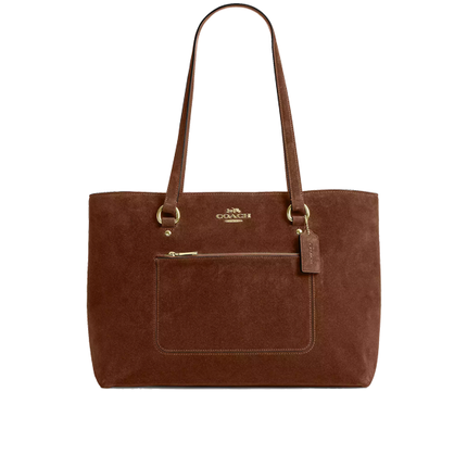 Coach Women's Station Tote Bag Suede/Gold/Warm Brown