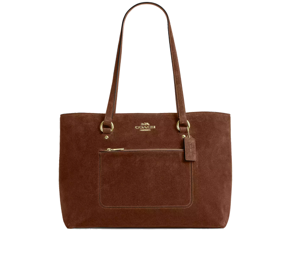 Coach Women's Station Tote Bag Suede/Gold/Warm Brown