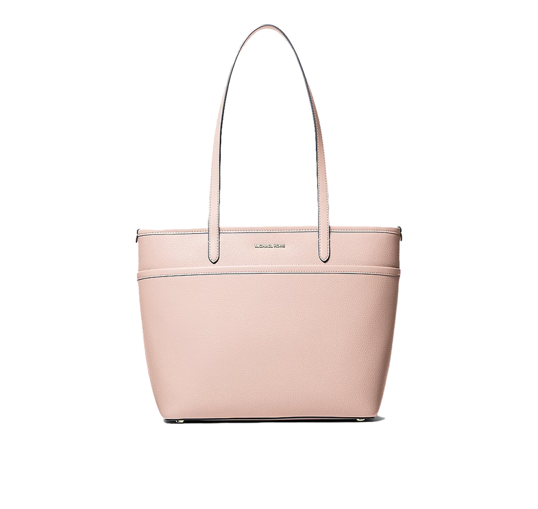 Michael Kors Women's Marlowe Medium Pebbled Leather Pocket Tote Bag Soft Pink/Gold