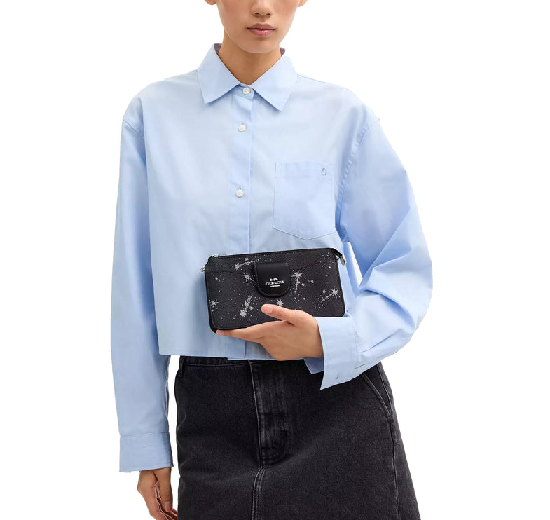 Coach Women's Poppy Crossbody Bag With Star Print Silver/Black Multi