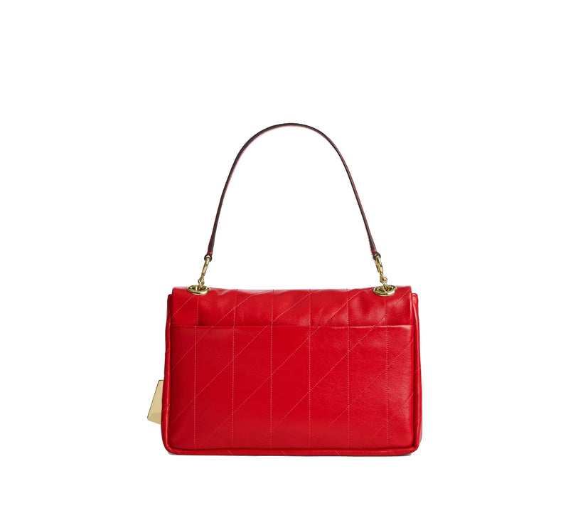 Coach Women's Elodie Crossbody Bag 24 With Quilting Gold/Candy Apple