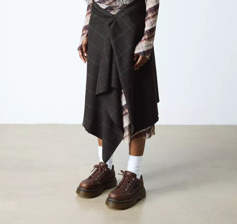 Dr. Martens Women's Buzz 5 Eye Grizzly Leather Shoes Dark Brown