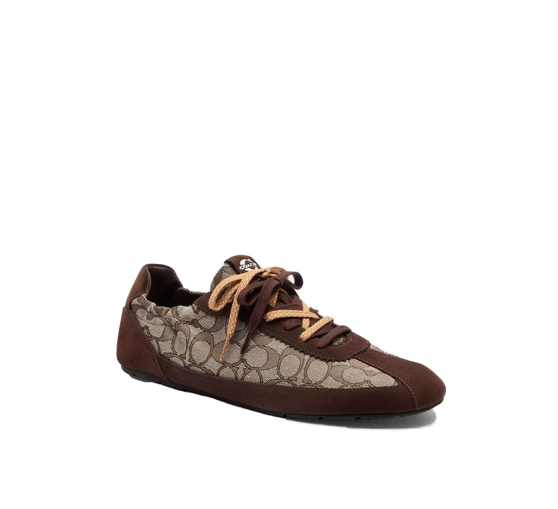 Coach Men's Soft Sneaker In Signature Jacquard Maple/Oak