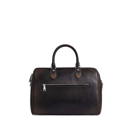Coach Women's Rowan Large Satchel Bag In Loved Leather Silver/Black Brown