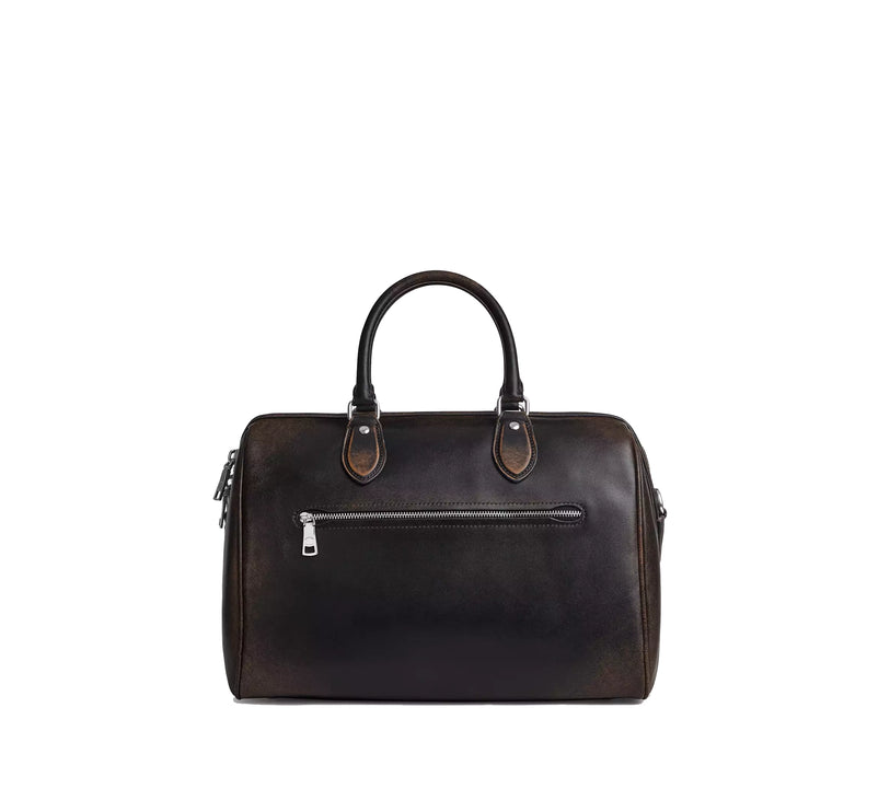 Coach Women's Rowan Large Satchel Bag In Loved Leather Silver/Black Brown