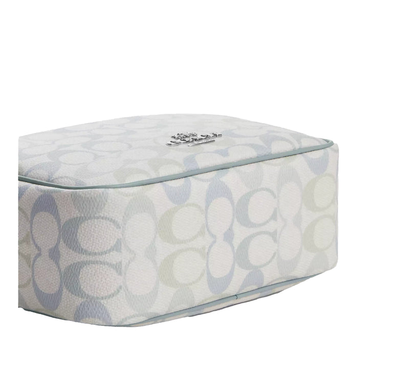 Coach Women's Mini Carey Crossbody Bag In Signature Canvas Silver/Chalk/Blue