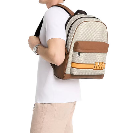 Michael Kors Unisex Pacey Embellished Striped Signature Logo Backpack Vanilla Combo