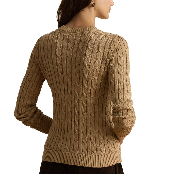 Polo Ralph Lauren Women's Cable-Knit Cotton-Blend Cardigan Lauren Camel