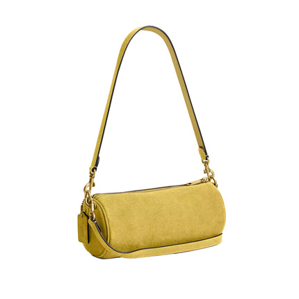 Coach Women's Barrel Bag Suede/Brass/Light Citron