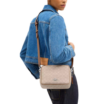 Coach Women's Carey Crossbody Bag In Signature Canvas Silver/Sand/Taupe