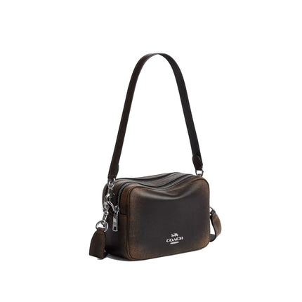 Coach Women's Mini Carey Crossbody Bag In Loved Leather Silver/Black Brown