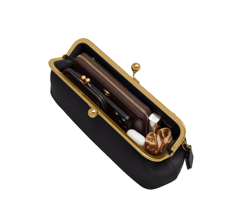 Coach Women's Kisslock Frame Bag 30 Brass/Black