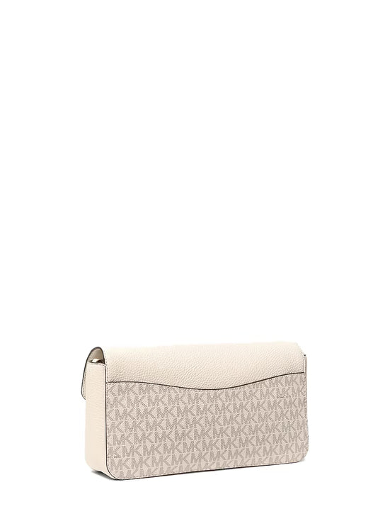 Michael Kors Women's Kacey Medium Signature Logo Shoulder Bag Light Cream Multi/Gold