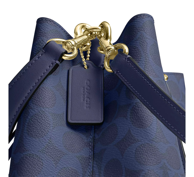 Coach Women's Rowan Bucket Bag In Signature Canvas Gold/Navy