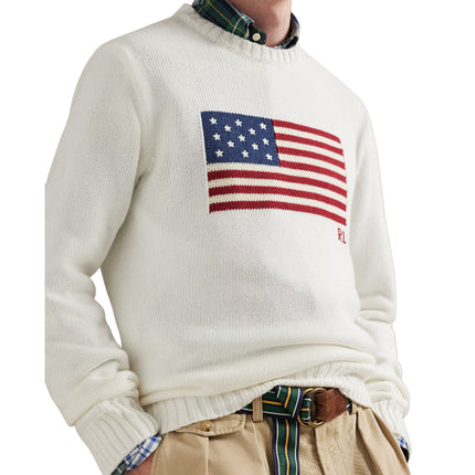 Polo Ralph Lauren Unisex The Iconic Flag Sweater Deckwash White