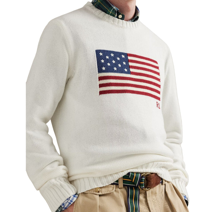 Polo Ralph Lauren Unisex The Iconic Flag Sweater Deckwash White