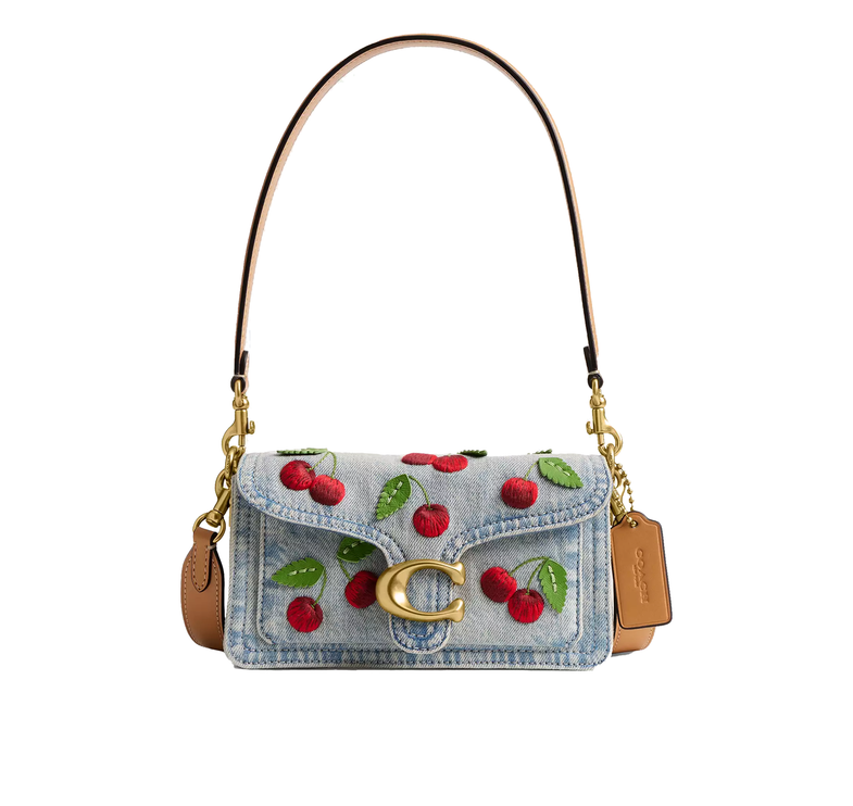 Coach Women's Tabby Shoulder Bag 20 With Cherry Embroidery Brass/Denim