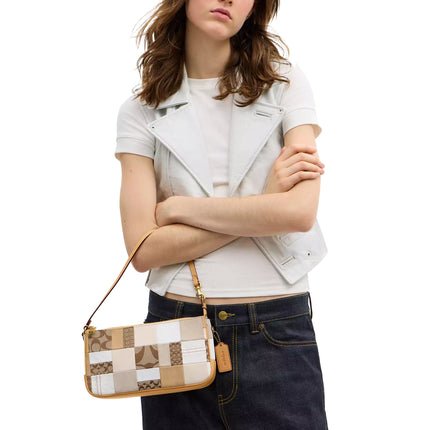 Coach Women's Plaza Bag 25 With Patchwork Brass/White Multicolor