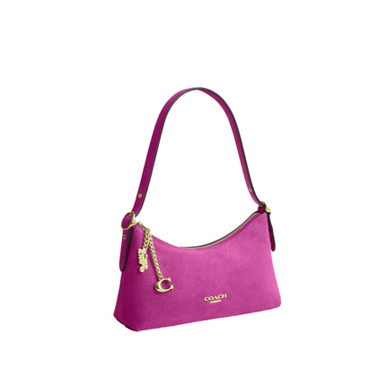 Coach Women's Emeilia Shoulder Bag Suede/Gold/Magenta