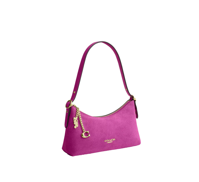 Coach Women's Emeilia Shoulder Bag Suede/Gold/Magenta