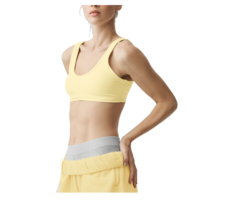 alo Women's Alosoft Center Stage Bra Warm Butter Heather