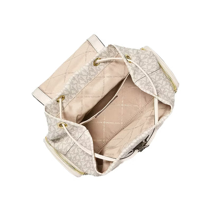 Michael Kors Women's Merritt Small Signature Logo Cargo Backpack Light Cream Multi/Gold