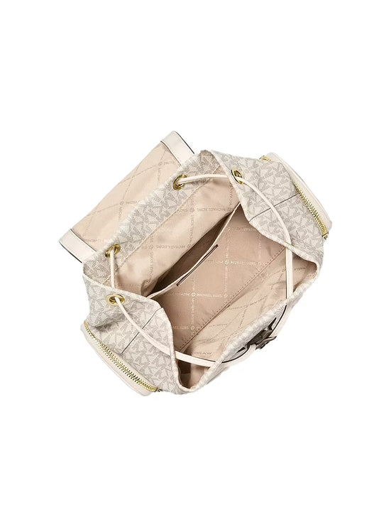 Michael Kors Women's Merritt Small Signature Logo Cargo Backpack Light Cream Multi/Gold