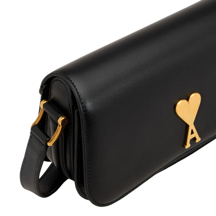 AMI Alexandre Mattiussi Leather Paris Paris Shoulder Bag Black