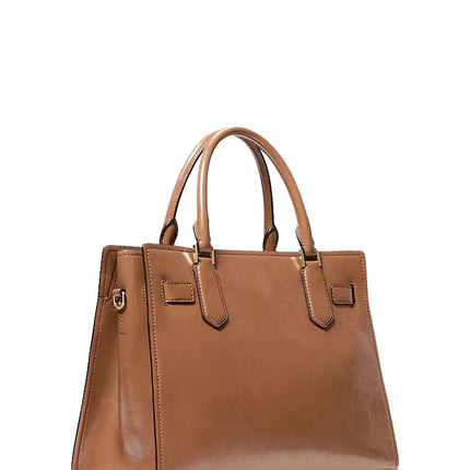 Michael Kors Women's Landon Medium Patent Satchel Bag Luggage/Gold